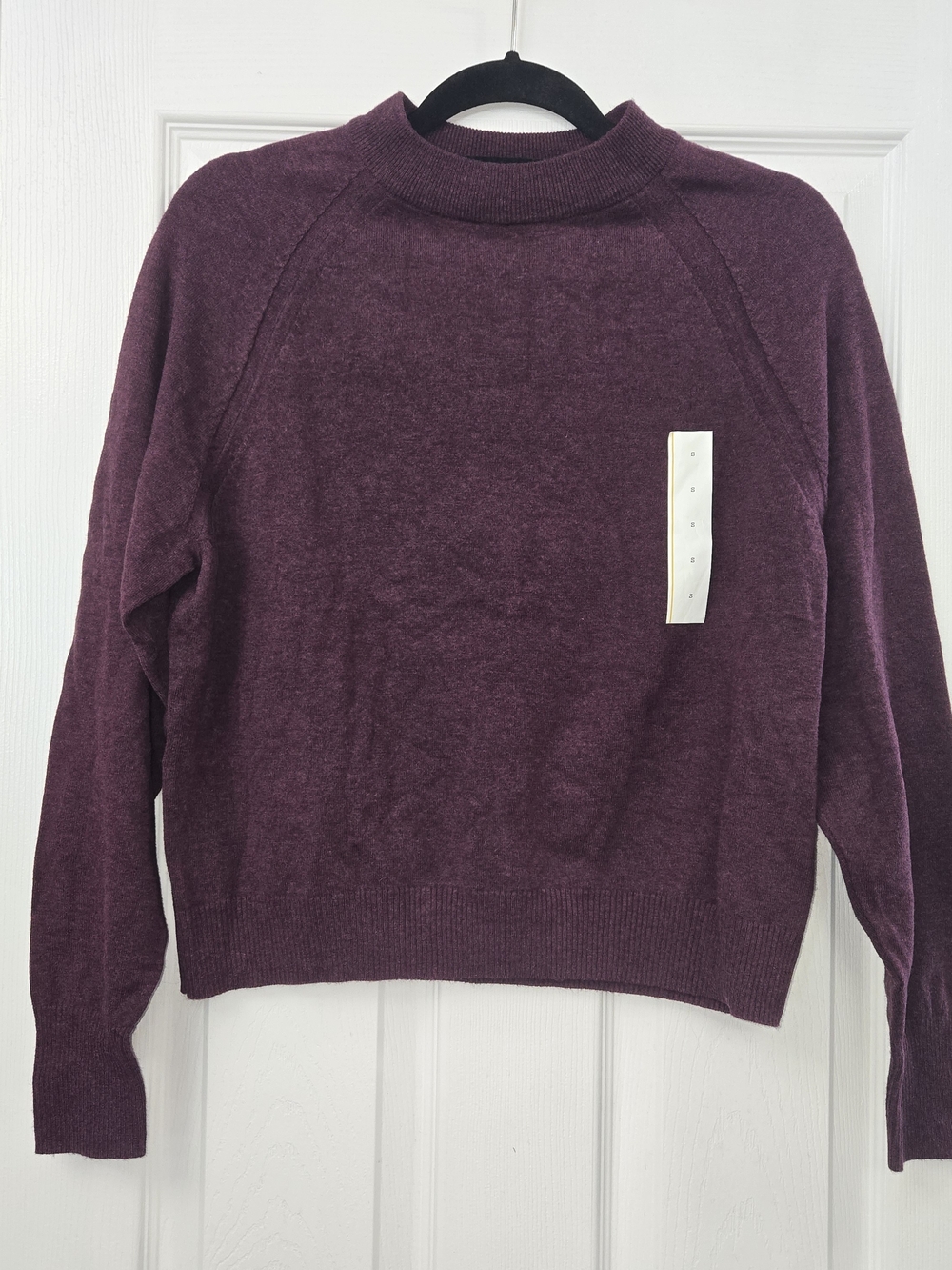 A New Day Womens Small Plum Purple Mock Neck Minimalist Sweater Sleeve Knit NWT